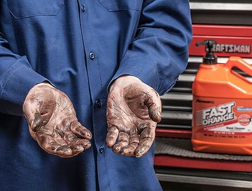 Fast Orange Permatex 25217 Pumice Lotion, Heavy Duty Hand Cleaner, Natural Citrus Scent, Waterless Cleaner For Mechanics, Strong Grease Fighter, 1/2 Gallon, Orange, 64 Fl Oz (Pack of 1)