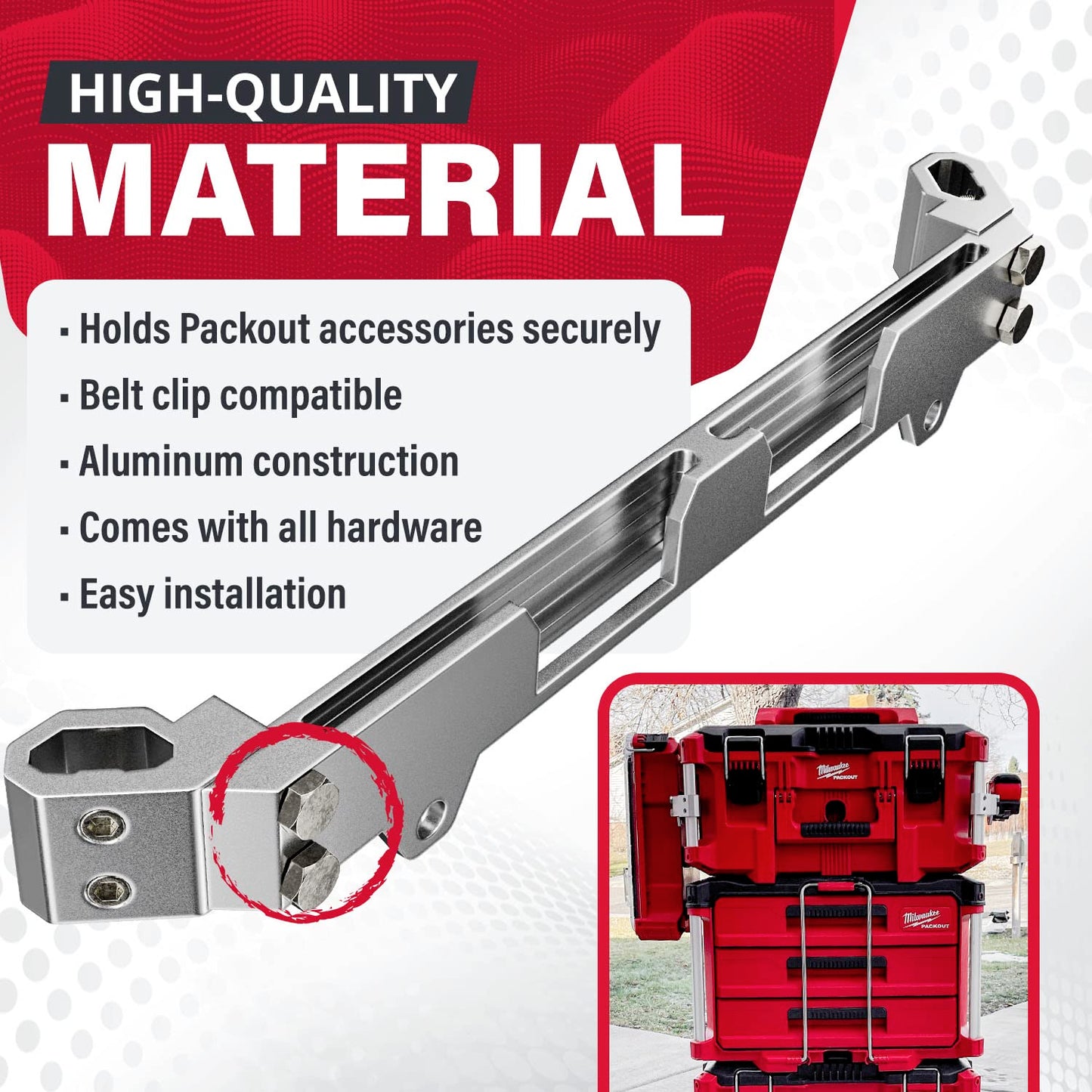 Alpha Engineered Tool Rail Mount Compatible with Milwaukee Packout
