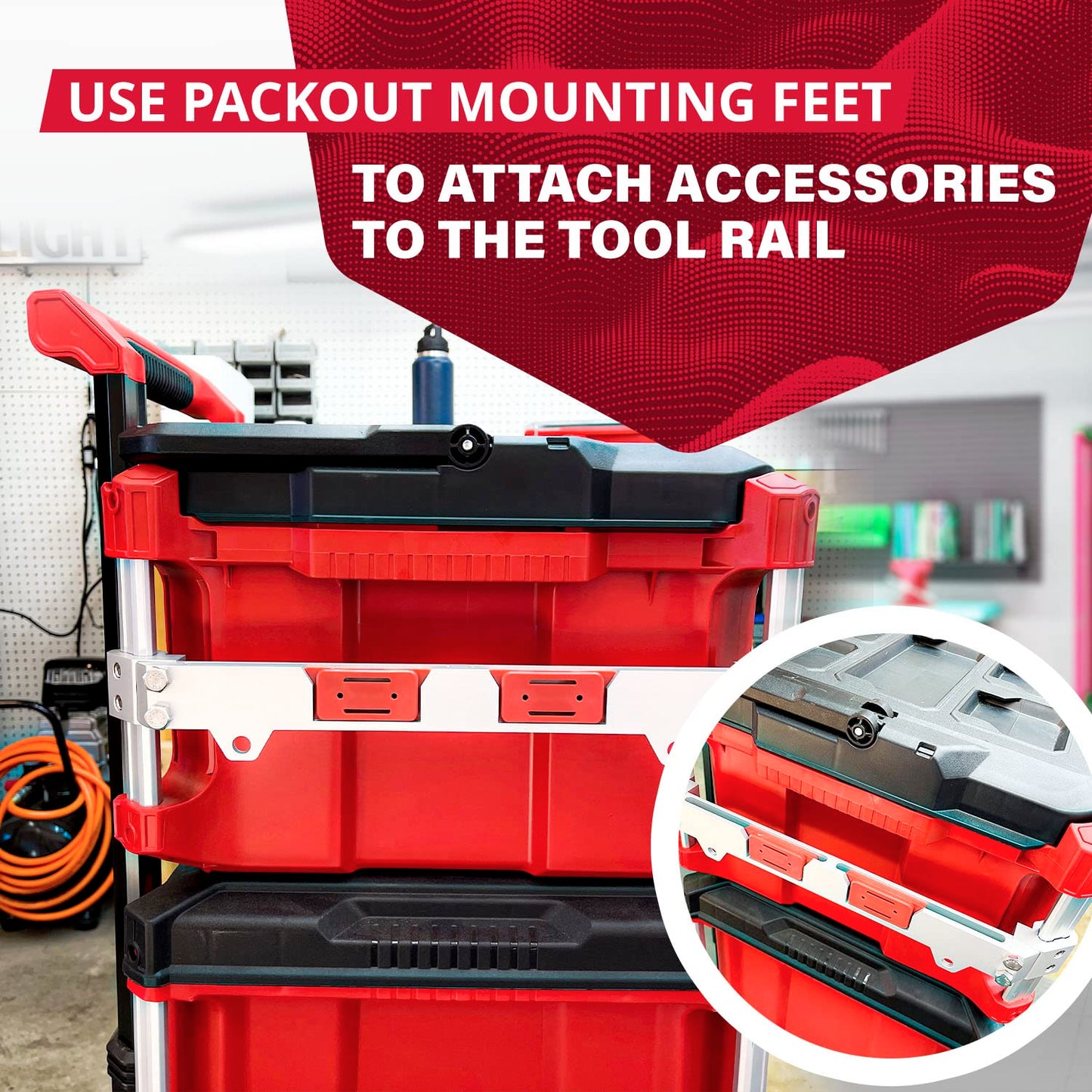 Alpha Engineered Tool Rail Mount Compatible with Milwaukee Packout