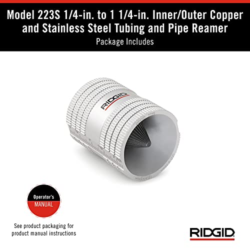 RIDGID 29983 Model 223S 1/4" to 1-1/4" Inner/Outer Copper and Stainless Steel Tubing and Pipe Reamer, Small