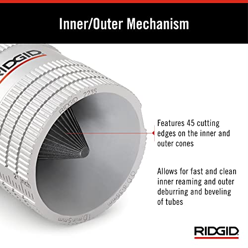 RIDGID 29983 Model 223S 1/4" to 1-1/4" Inner/Outer Copper and Stainless Steel Tubing and Pipe Reamer, Small