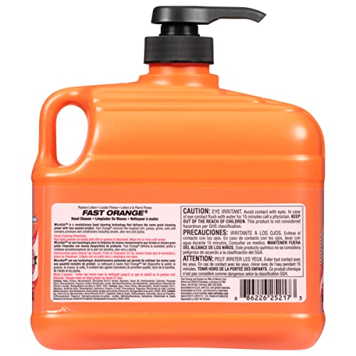 Fast Orange Permatex 25217 Pumice Lotion, Heavy Duty Hand Cleaner, Natural Citrus Scent, Waterless Cleaner For Mechanics, Strong Grease Fighter, 1/2 Gallon, Orange, 64 Fl Oz (Pack of 1)
