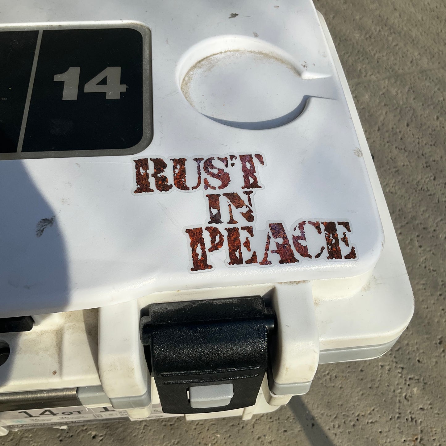 Rust in peace transparent sticker