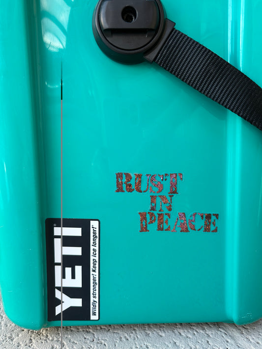 Rust in peace transparent sticker