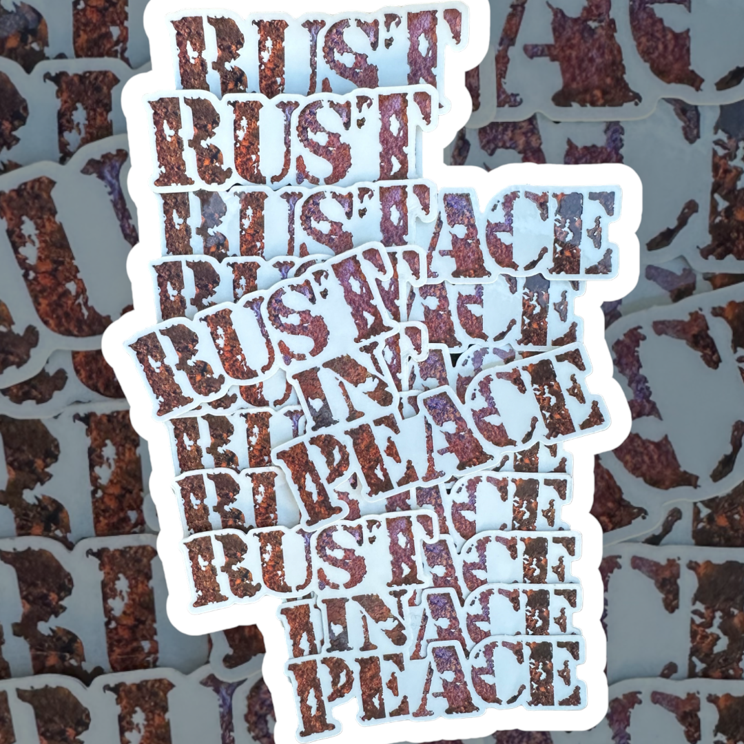 Rust in peace transparent sticker