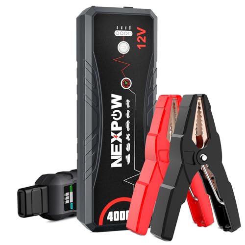 NEXPOW Car Jump Starter,4000A Peak Q11 Battery Jump Starter Pack Portable for Up to All Gas and 10.0L Diesel Engines,12V Auto Battery Booster,Jumper Cables, Lithium Jump Box with Built-in LED Light