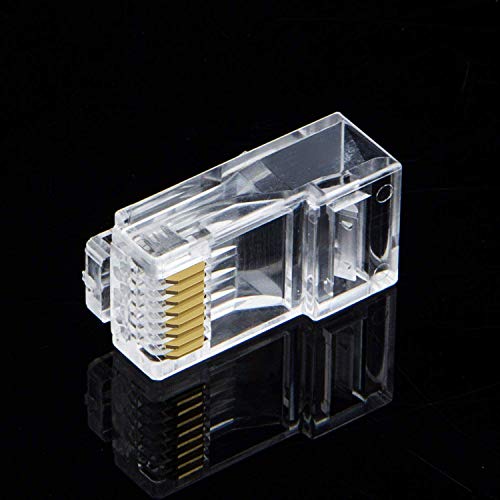 CableCreation Cat6 RJ45 Connectors, 100-PACK Cat6 RJ45 Ends, Ethernet Cable Crimp Connectors UTP Network Plug for Solid Wire and Standard Cable, Transparent