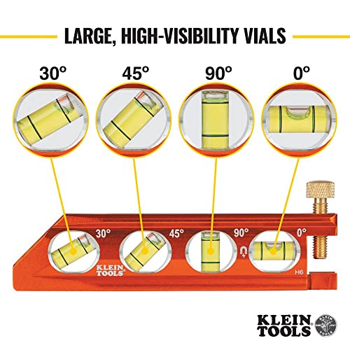 Klein Tools 935AB4V Level, 6.25-Inch Magnetic Torpedo Level is a Conduit Level with 4 Vials, V-Groove and Magnet Track, High Viz Orange