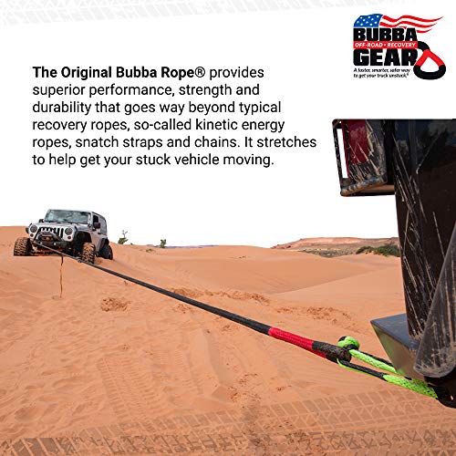 Bubba Rope Power Stretch Recovery Rope, 7/8” x 30 ft. – Heavy-Duty Vehicle Recovery Rope: 28,600 lbs. Breaking Strength - Red