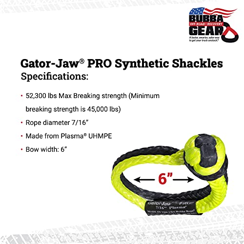 Bubba Rope Gator-Jaw PRO Synthetic Shackle, 7/16” – Heavy-Duty Vehicle Tow Shackle: 52,300 lbs. Capacity - Red