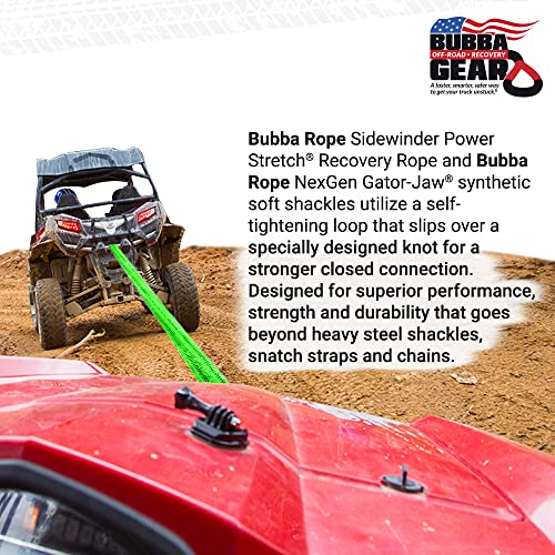 Bubba Rope Heavy-Duty Off-Road ATV, UTV & SxS Tow Recovery Gear Set – Power Stretch Recovery Rope, 5/8” x 20’ & NexGen PRO Gator-Jaw Synthetic Shackles, 5/16” x 5 .5” Orange