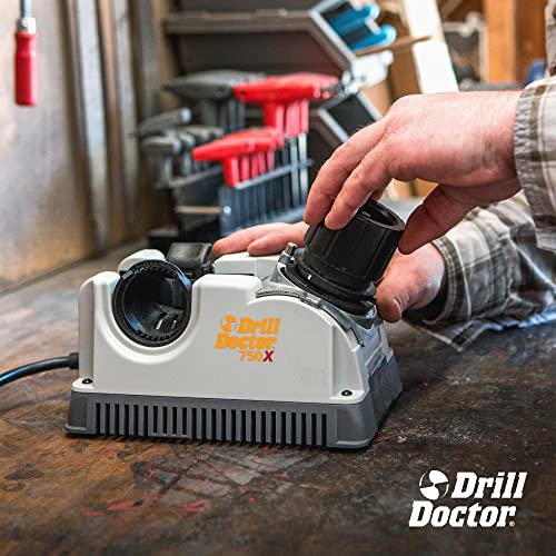 Drill Doctor DD750X 750X Drill Bit Sharpener for High-Speed Steel, Masonry, Carbide, Cobalt & Tin-coated Drill Bits with Adjustable Angles from 115° to 140°, Sharpens 3/32 – 3/4" Drill Bits gray/black