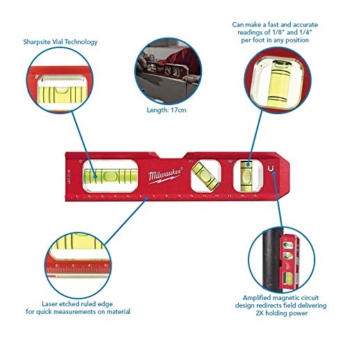 Milwaukee 4932459097 Billet Torpedo Level, Red/Black