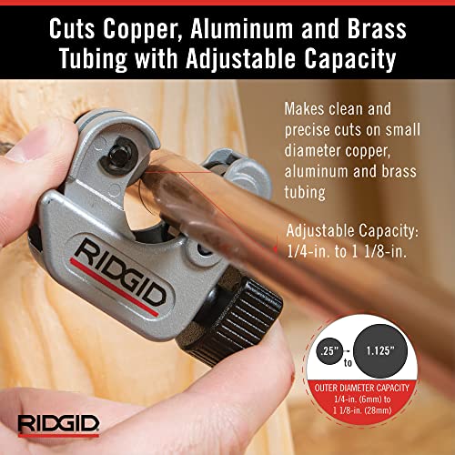 RIDGID 40617 Model 101 Close Quarters Tubing Cutter with 1/4"-1-1/8" Cutting Capacity, Silver