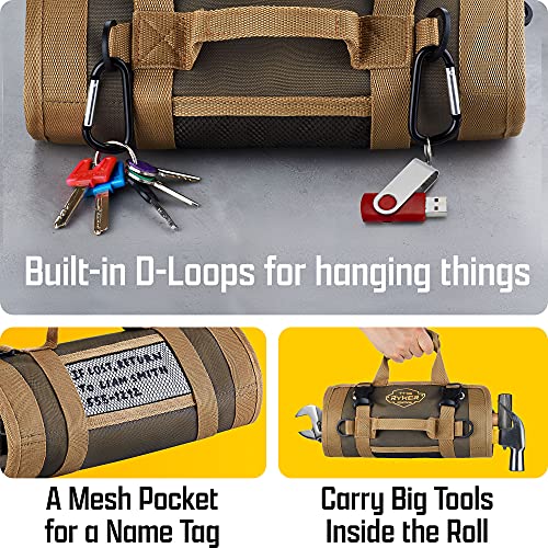 The Ryker Bag Tool Organizers - Small Tool Bag W/Detachable Pouches, Heavy Duty Roll Up Organizer : 6 Tool Pouches - Gifts for him Tool Roll Organizer For Mechanic, Electrician & Hobbyist